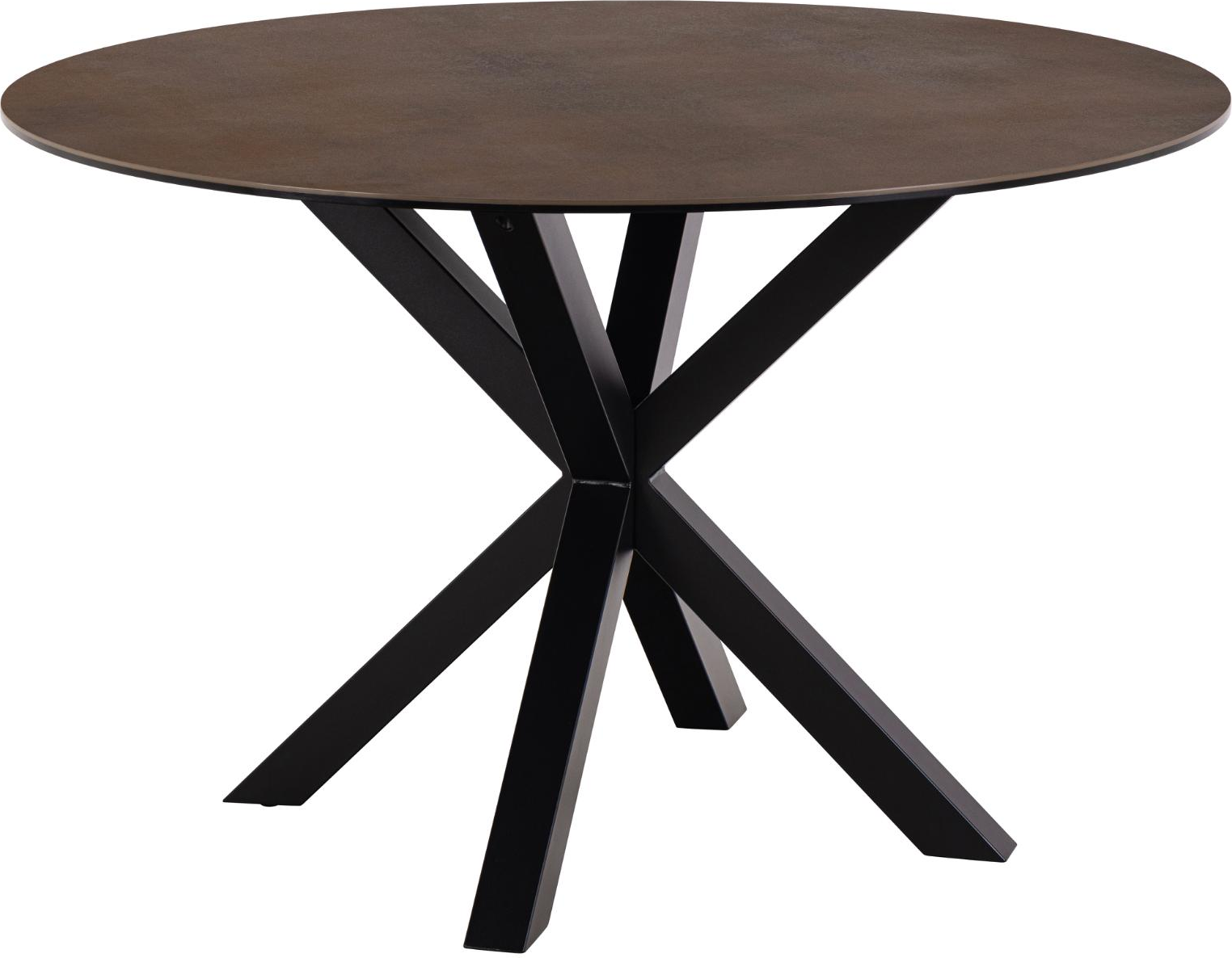 Rundt spisebord Signature Bellona rustenbrun Lemco keramik Ø119 cm med mat sort krydsstel Rundt spisebord Signature Bellona rustenbrun Lemco keramik Ø119 cm med mat sort krydsstel