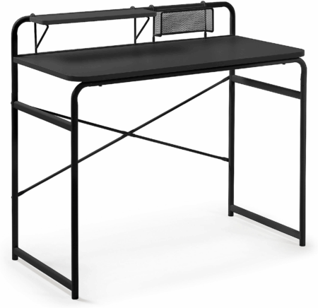 Skrivebord Kave Home Davina sort stål med opbevaringshylde L98xD46xH89 cm