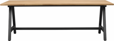 Spisebord Rowico Carradale 220x100 cm olieret massiv eg med sort pulverlakeret A-ramme FSC 100%
