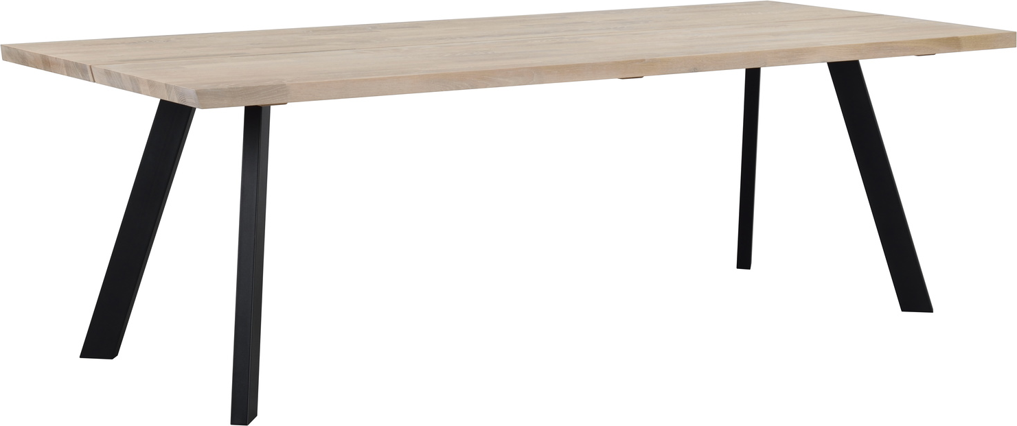 Spisebord Rowico Fred 240 x 100 cm i massivt hvidkalket egetræ og sort pulverlakeret metalstel FSC 100% Spisebord Rowico Fred 240 x 100 cm i massivt hvidkalket egetræ og sort pulverlakeret metalstel FSC 100%