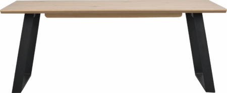 Spisebord Rowico Melville 210 x 95 x 75 cm hvidkalket egetræ & sort metal, robust finérbordplade, kan forlænges til 310 cm