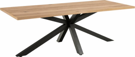Spisebord Signature Bellona olieret vild egetræ 220x90 cm sort krydsstel