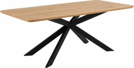 Spisebord Signature Unaelle mat eg 200x100 cm vild egetræsfiner med sort krydsstel