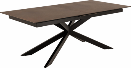 Spisebord Signature Unaelle rektangulært 240x100 cm rustbrun Lemco keramik med sort stålstel og synkronudtræk