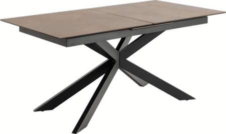 Spisebord Signature Unaelle rustbrun Lemco keramik 210x90 cm mat sort stålstel med synkron udtræk