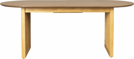 Spisebord med udtræk Dutchbone Barlet oval L198xB90 cm natur lakeret egefiner med gummitræsstel