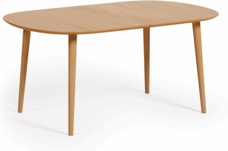 Spisebord med udtræk Kave Home Oqui - Egetræsfinér bordplade, gummitræsben, nordisk moderne design