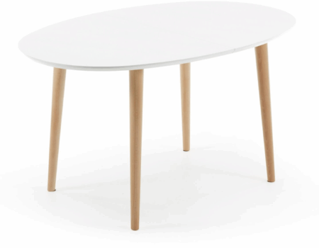 Spisebord med udtræk Kave Home Oqui | Hvid/natur 140x90 cm til 6-10 personer
