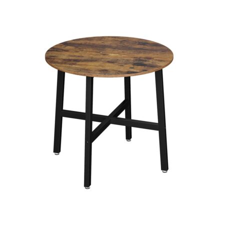 Spisebord rundt VASAGLE 80 × 75 cm, industrielt, rustik brun/sort