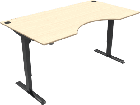 To-bens hæve-/sænkebord ZenNord AdaptDesk ergonomisk højdejusterbart skrivebord 180x100 cm natur/sort ahorn