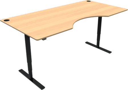 To-bens hæve-/sænkebord ZenNord ComfortZone med centerudskæring 200 x 100 cm bøg natur/sort skrivebord