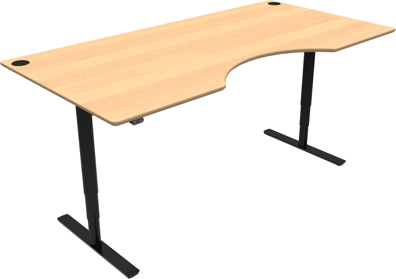To-bens hæve-/sænkebord ZenNord ComfortZone med centerudskæring 200 x 100 cm bøg natur/sort skrivebord To-bens hæve-/sænkebord ZenNord ComfortZone med centerudskæring 200 x 100 cm bøg natur/sort skrivebord