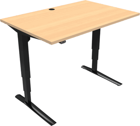 To-bens hæve-/sænkebord ZenNord Rise&Rest natur/sort skrivebord 120x80 cm højde 65-125 cm