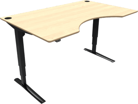 To-bens hæve-/sænkebord ZenNord Rise&Rest skrivebord centerudskæring ahorn natur/sort 65-125 cm 160x100 cm