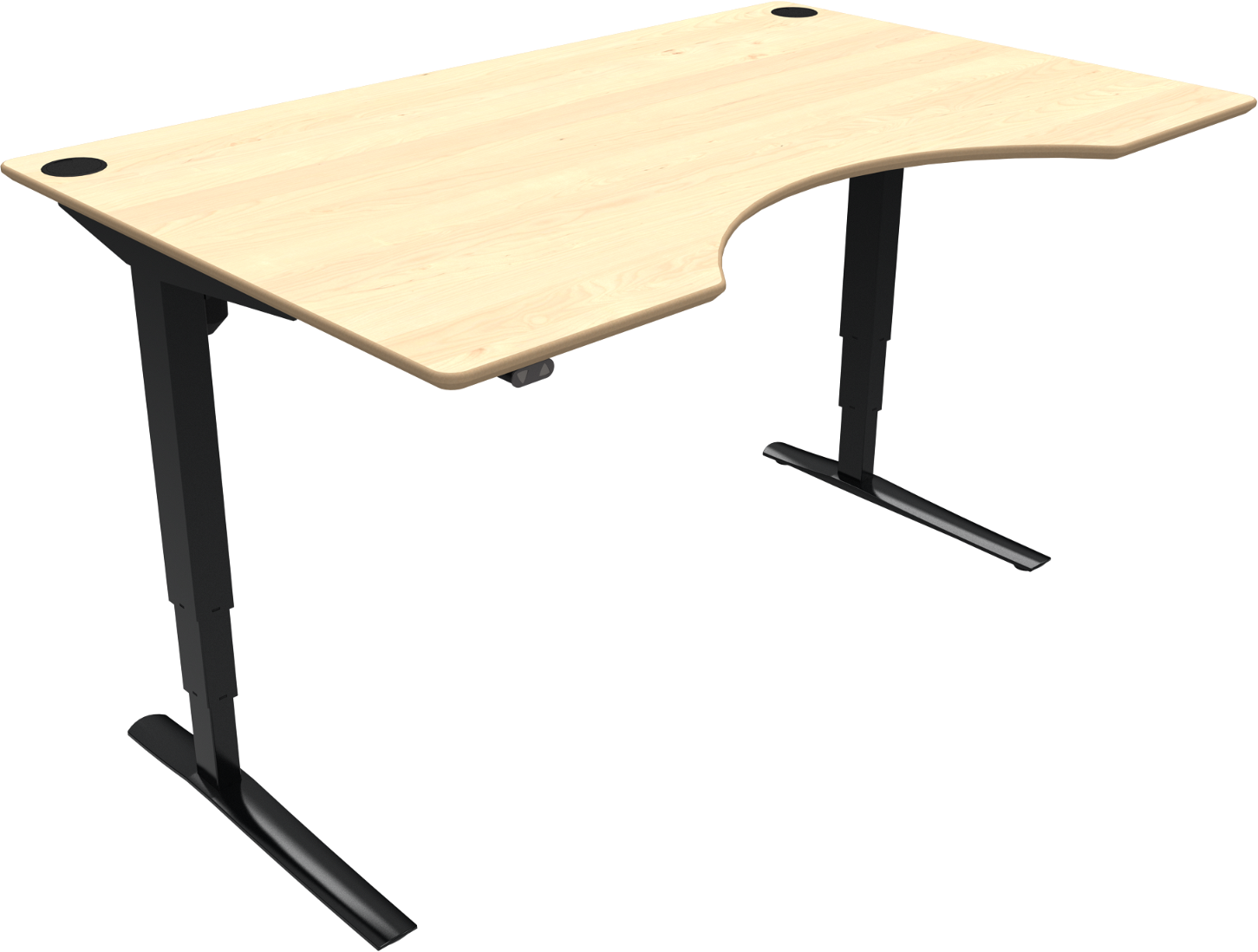 To-bens hæve-/sænkebord ZenNord Rise&Rest skrivebord centerudskæring ahorn natur/sort 65-125 cm 160x100 cm To-bens hæve-/sænkebord ZenNord Rise&Rest skrivebord centerudskæring ahorn natur/sort 65-125 cm 160x100 cm