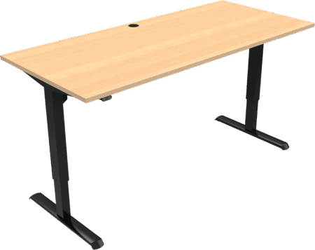 To-bens hæve-/sænkebord skrivebord ZenNord AdaptDesk - bøg/natur & sort stel, højde 68 - 118 cm