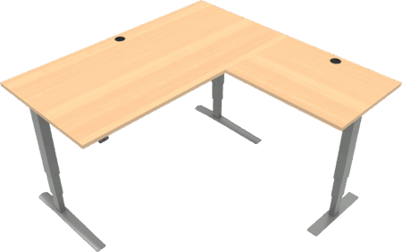 Tre-Bens Hæve-/Sænkebord ZenNord Rise&Rest 160x160 cm Højdejusterbart Skrivebord Natur/Sølv