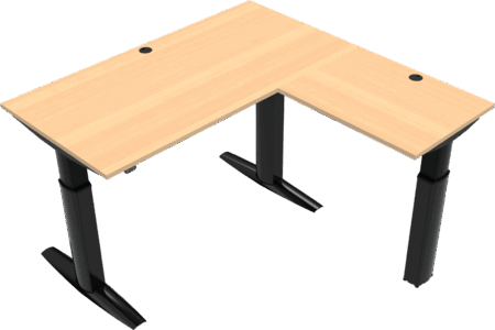 Tre-bens hæve-/sænkebord skrivebord ZenNord ElevateLine firkantet 160x160 cm natur/sort
