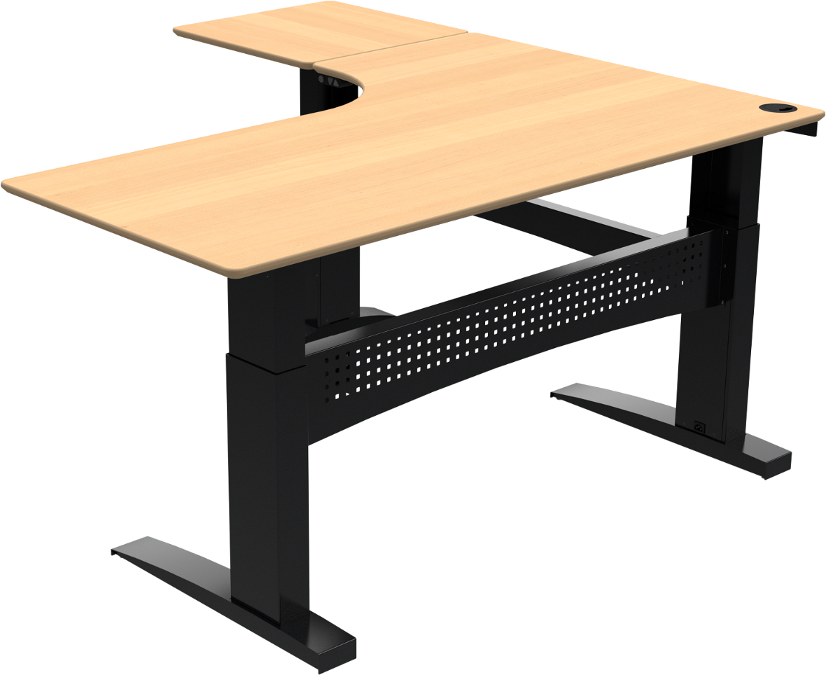 Tre-bens hæve-sænkebord skrivebord ZenNord FlexDesk 501-11 L-formet venstrevendt natur/sort Tre-bens hæve-sænkebord skrivebord ZenNord FlexDesk 501-11 L-formet venstrevendt natur/sort