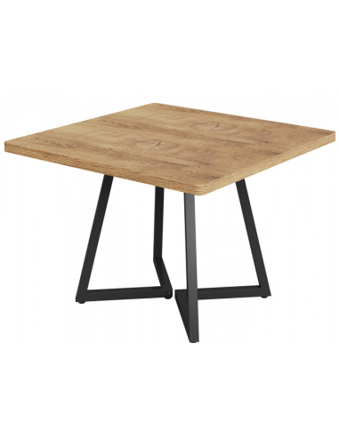 Firkantet spisebord i metal og møbelplade 80 x 80 cm - Sort/Naturbrun Firkantet spisebord i metal og møbelplade 80 x 80 cm - Sort/Naturbrun