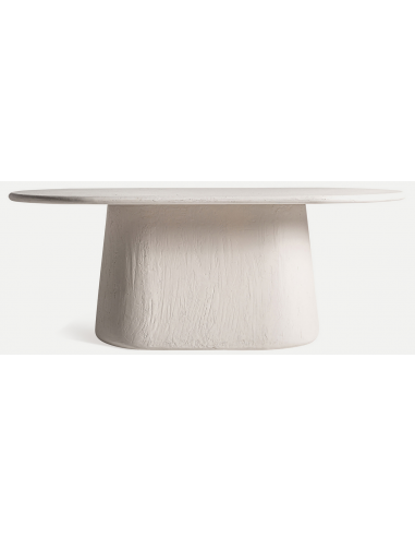 INHA Ovalt spisebord i MDF og mangotræ 200 x 100 cm - Rustik off-white