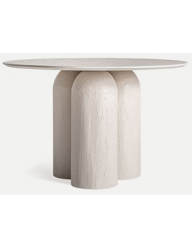 INHA Rundt spisebord i MDF og mangotræ Ø120 cm - Rustik off-white