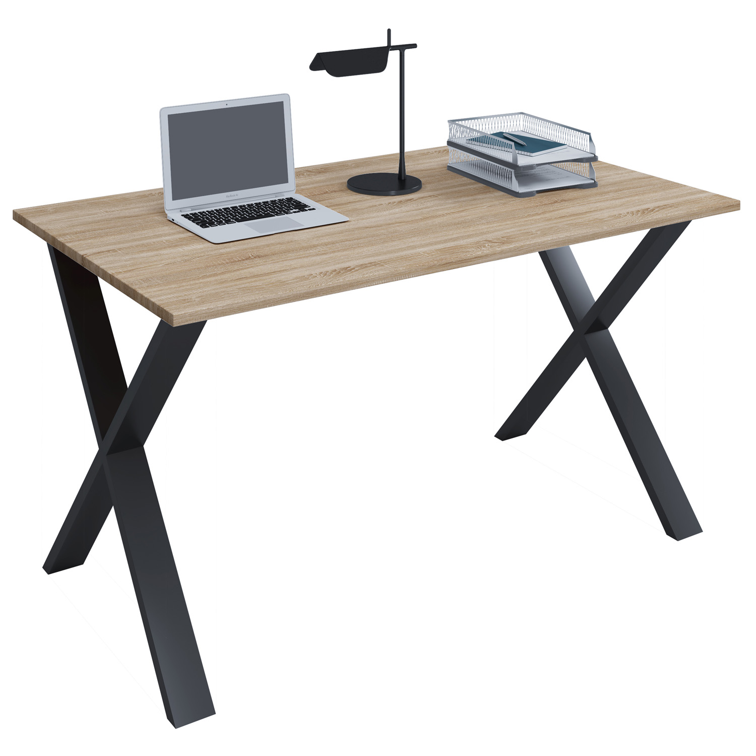Lona X-feet skrivebord - natur træ og sort metal (140x80) Lona X-feet skrivebord - natur træ og sort metal (140x80)