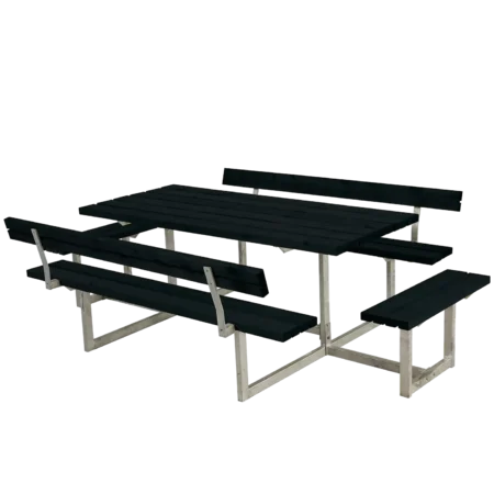 PLUS BASIC BORD/BÆNKESÆT M/2 RYGLÆN OG 2 PÅBYGNINGER SORT - 260
