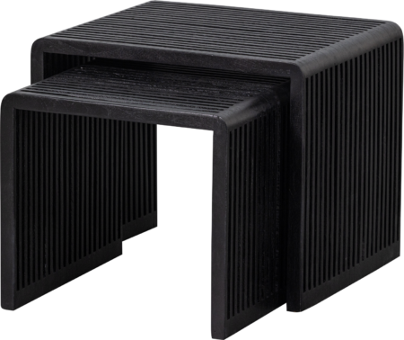 Sidebordssæt WOOOD Collection Zenith 2 borde i genanvendt teak mat sort H50xB40xD45 cm