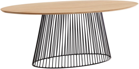 Spisebord Kave Home Leska Oval Massivt Mangotræ og Mat Sort Metalstel 200x110 cm