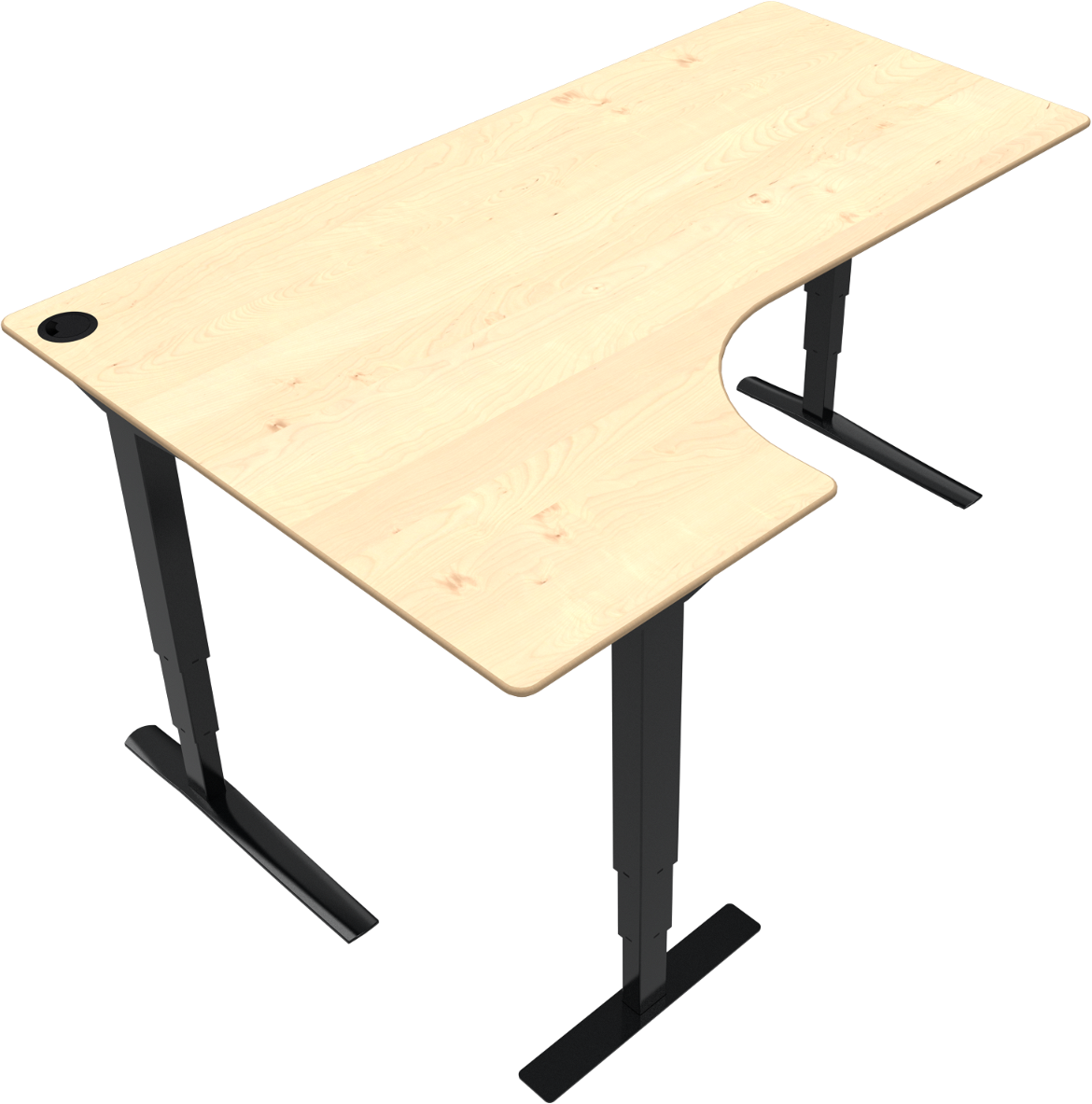 To-bens hæve-/sænkebord ZenNord Rise&Rest L-formet venstrevendt skrivebord natur/sort ahorn 180x120 cm højdejusterbart 65-125 cm To-bens hæve-/sænkebord ZenNord Rise&Rest L-formet venstrevendt skrivebord natur/sort ahorn 180x120 cm højdejusterbart 65-125 cm