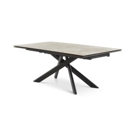 Hudson spisebord, m. 2 tillægsplader - antracitgrå keramik og sort metal (200(300)x100)