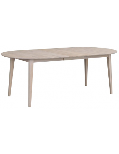 Rowico Filippa ovalt spisebord med udtræk i egetræ 170 - 210 x 105 cm - White wash