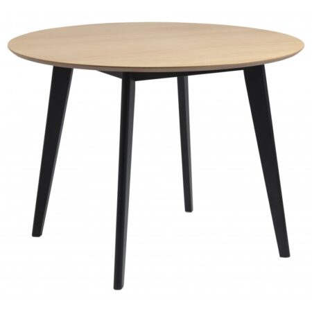 Roxby Spisebord acryl lak egefiner, Stel mat sort Ø105cm