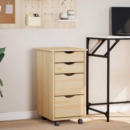 Rulleskab med skrivebord MOSS Klar lak 34 x 39 x 65,5 cm