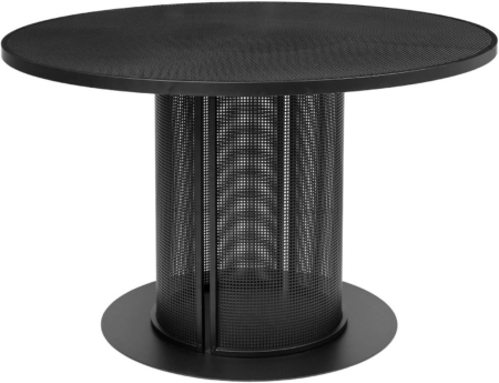 Rundt spisebord Kristina Dam Bauhaus i perforeret sort rustfrit stål Ø120 cm H73