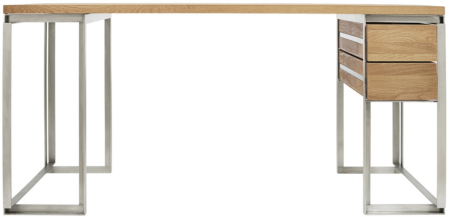 Skrivebord Kristina Dam Outline lakeret eg og rustfrit stål natur H80 x B84 x L160 cm