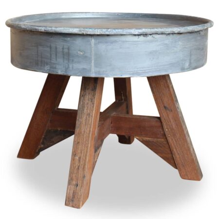 Sofabord 60x45 cm blandet genbrugstræ sølvfarvet