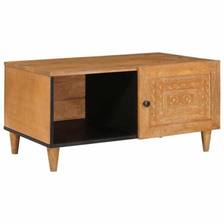 Sofabord med hylde Lysebrun 80 x 50 x 40 cm Massivt mangotræ