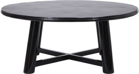 Sofabord/salonbord House Doctor Vali Ø110 x H45 cm eukalyptus/mangotræ mørkebrun X-formet base skulpturelt design