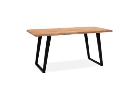 Spisebord Wohnling Massivt træ med trækanter rektangulært landstil Sort, Vinklet, 180x90 cm - Sort, Vinklet, 180x90 cm