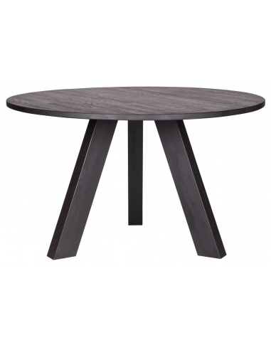 RHONDA Rundt Spisebord i egetræ Ø129 cm - Rustik sort