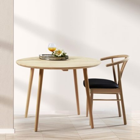 DT 100 - Rundt spisebord i massiv bøg, diameter 100 cm. Ubehandlet