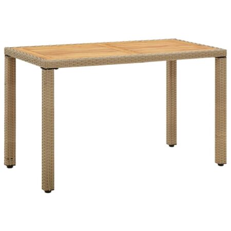 Havebord 123x60x74 cm polyrattan og massivt akacietræ beige