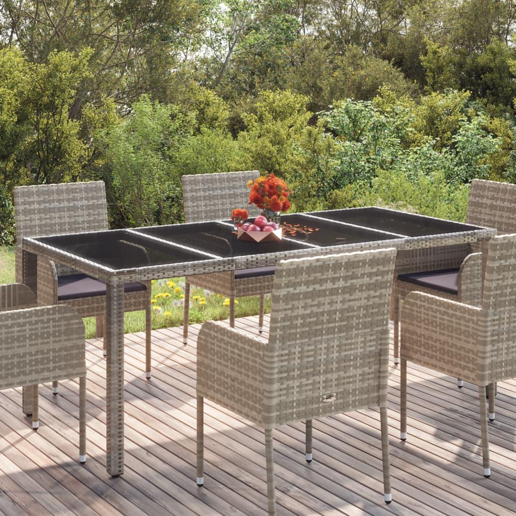 Havebord med glastop 190x90x75 cm polyrattan grå Havebord med glastop 190x90x75 cm polyrattan grå