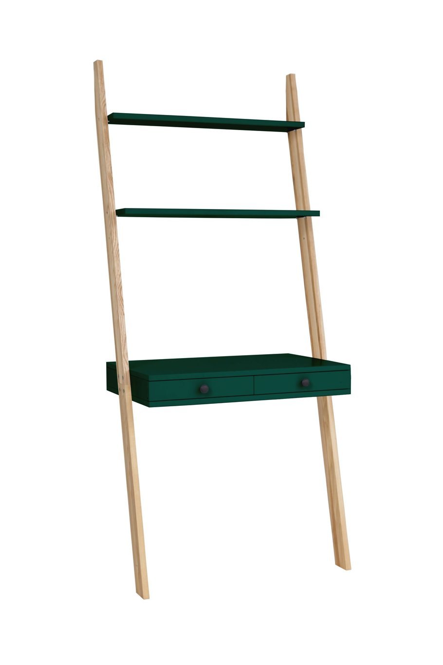 LENO Stigehylde Skrivebord 79x183cm - Asketræ / Grøn LENO Stigehylde Skrivebord 79x183cm - Asketræ / Grøn