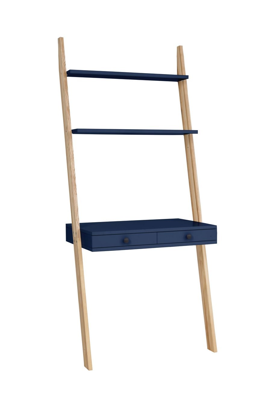 LENO Stigehylde Skrivebord 79x183cm - Asketræ / Marineblå LENO Stigehylde Skrivebord 79x183cm - Asketræ / Marineblå