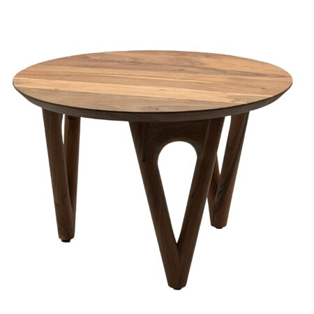 Rundt sofabord 60 cm stuebord akacie massivt træ - træsofabord - moderne loungebord - massivt designbord - landligt sidebord håndlavet