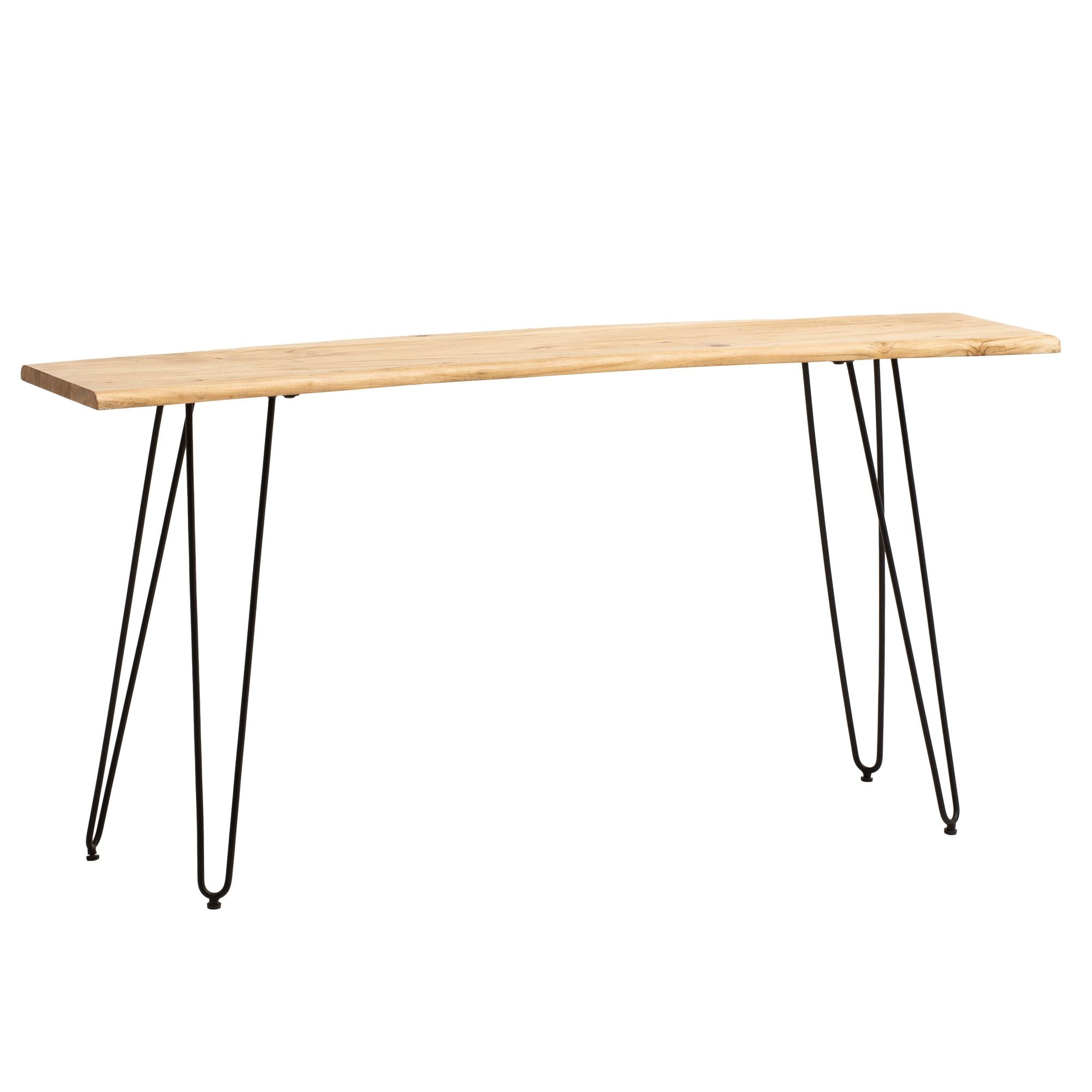 Skrivebord 150x36x75 cm, massivt akacietræ/metal, computerbord med levende kant, hjemmekontorbord, massivt træbord med hårnåleben i sort, smalt træbord, laptopbord, arbejdsværelse Skrivebord 150x36x75 cm, massivt akacietræ/metal, computerbord med levende kant, hjemmekontorbord, massivt træbord med hårnåleben i sort, smalt træbord, laptopbord, arbejdsværelse