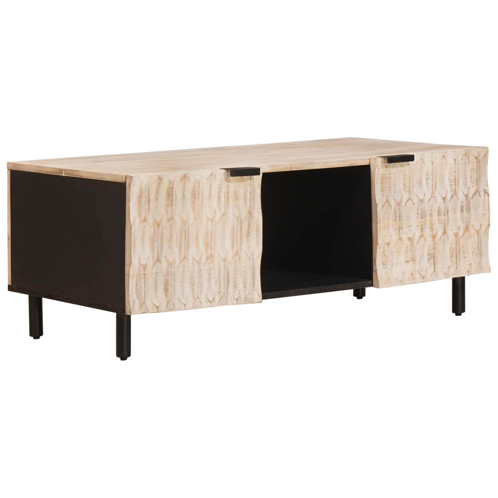 Sofabord Hvid 100 x 54 x 40 cm Massivt mangotræ Sofabord Hvid 100 x 54 x 40 cm Massivt mangotræ